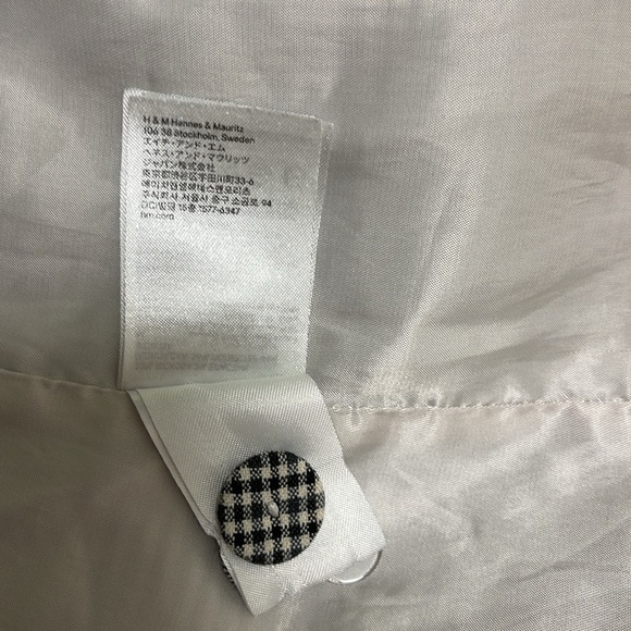 H&M Women's Sz 12 Blazer Gray Beige Plaid Double Breasted Lined Blazer Jacket - Picture 13 of 14